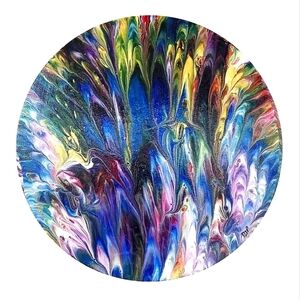 Original Abstract Round Acrylic Painting